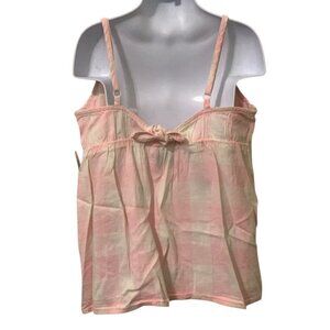 Old Navy Girls Pink Pastel Gingham Tank Top Size L 10-12 Spaghetti Straps Bow